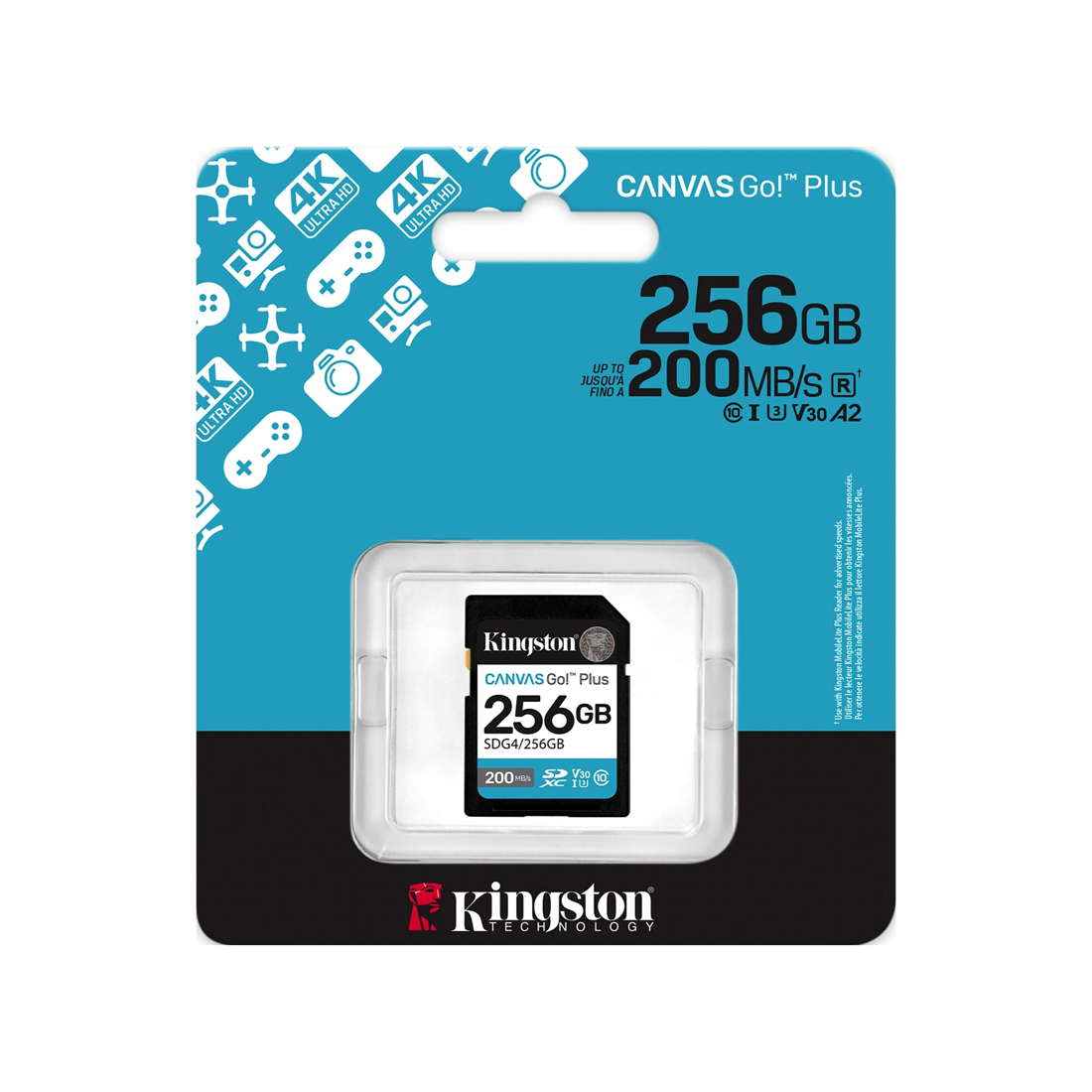 Карта памяти Kingston SDG4/256GB Canvas Go Plus Gen4 C10 UHS-I U3 V30 256GB