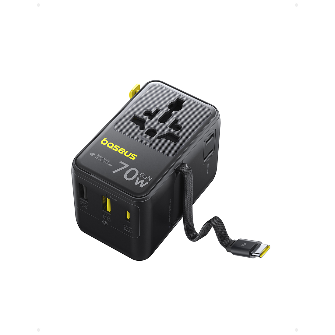 Адаптер питания Baseus EnerCore CG11 Universal Travel Adapter 70W 2AC+2U+2C Cosmic Black
