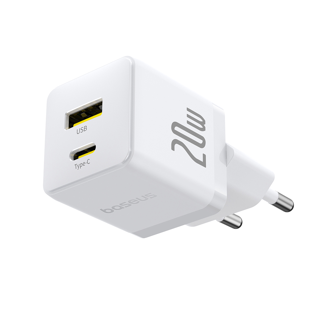 Адаптер питания Baseus Palm C+U 20W EU White ( в комлпекте кабель Type-c) (P10111608213-01)