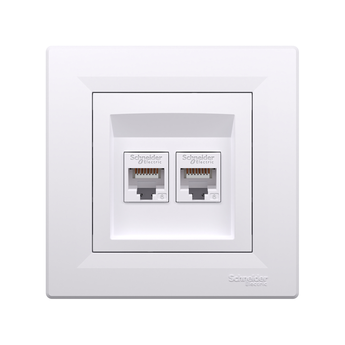 Розетка двойная компьютерная SE EPH4800121 Asfora RJ45 кат. 6 в сборе белый