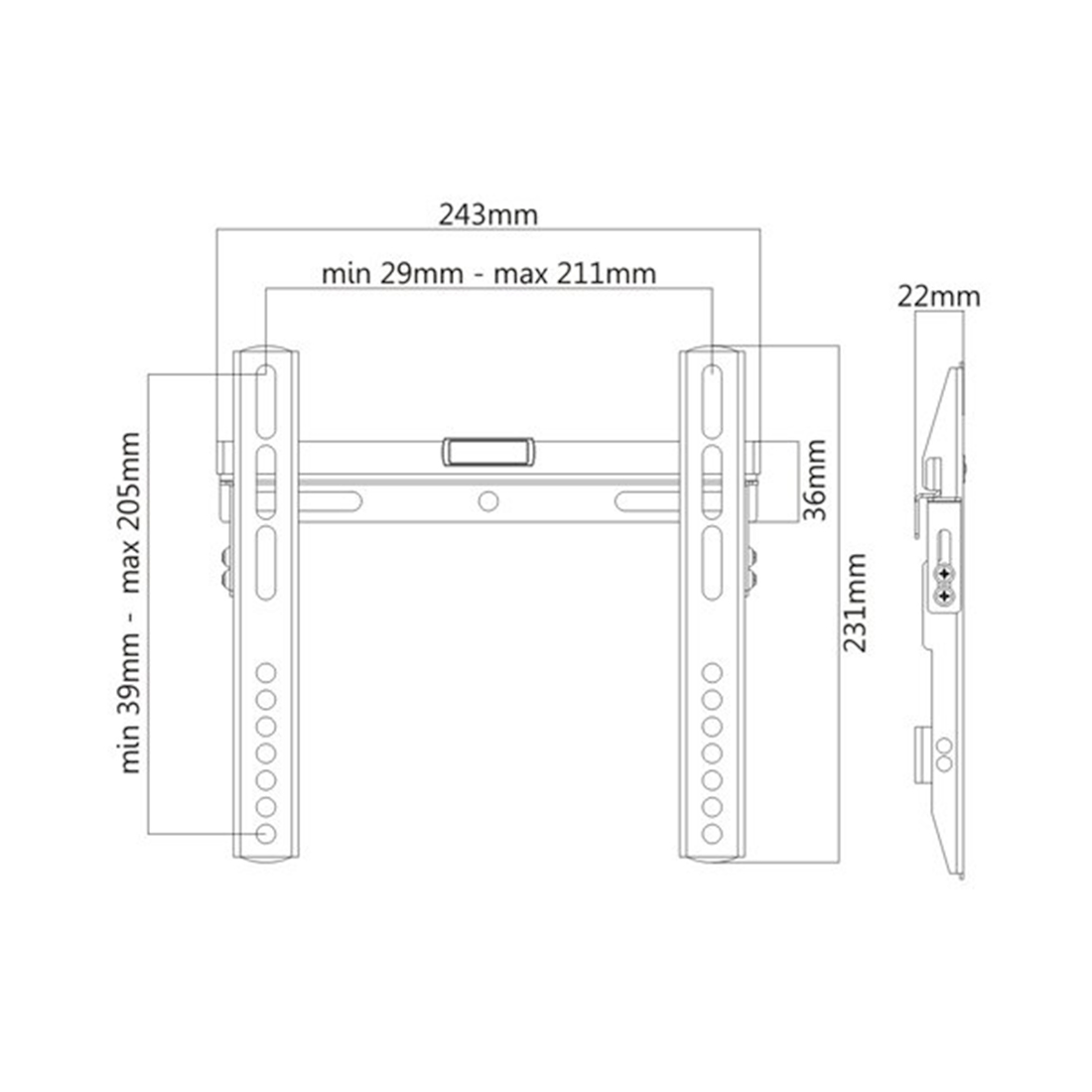 Кронштейн Brateck LP43-22 для ТВ и мониторов, 23"-42"