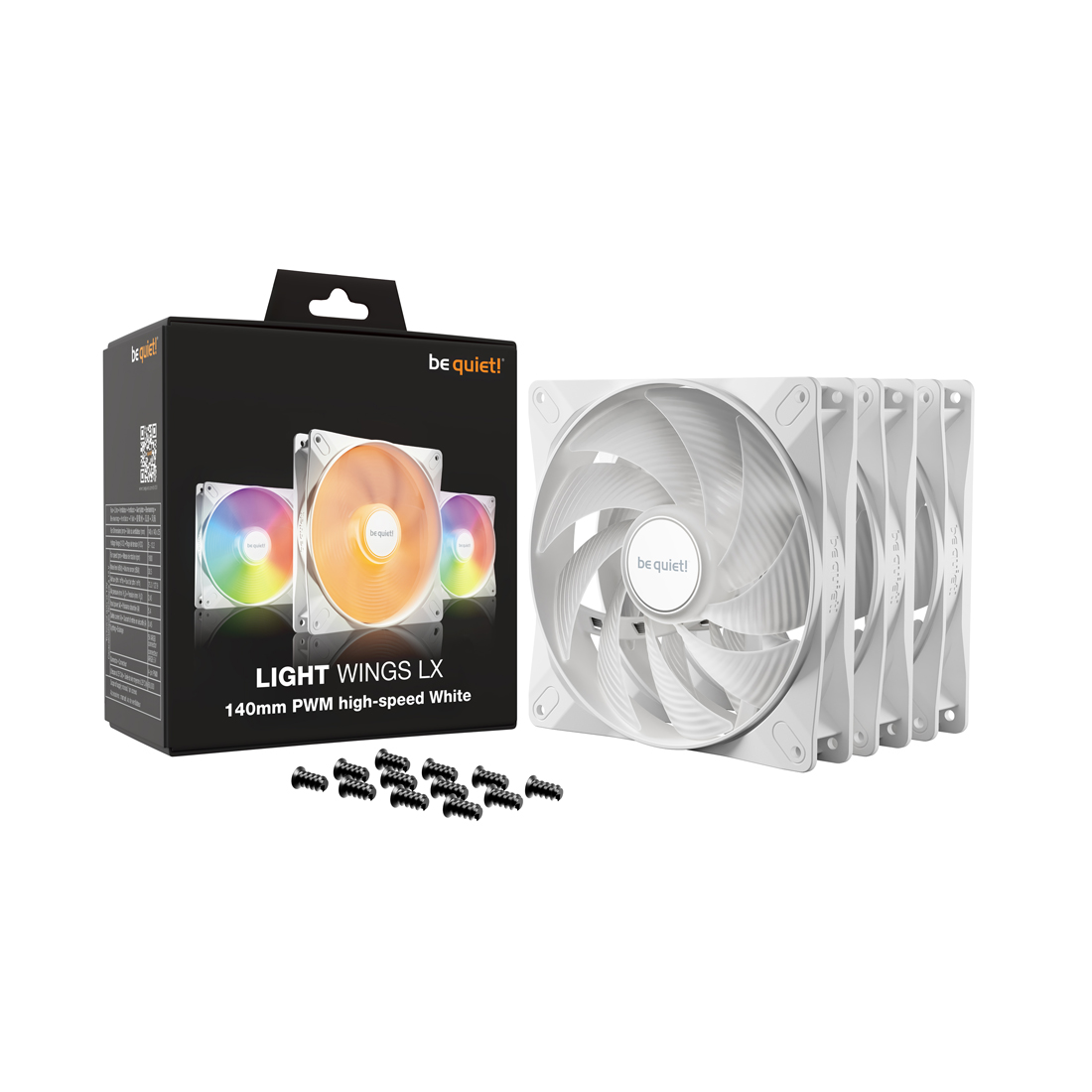 Вентилятор для компьютерного корпуса Bequiet! Light Wings LX 140mm PWM high-speed White Triple pack