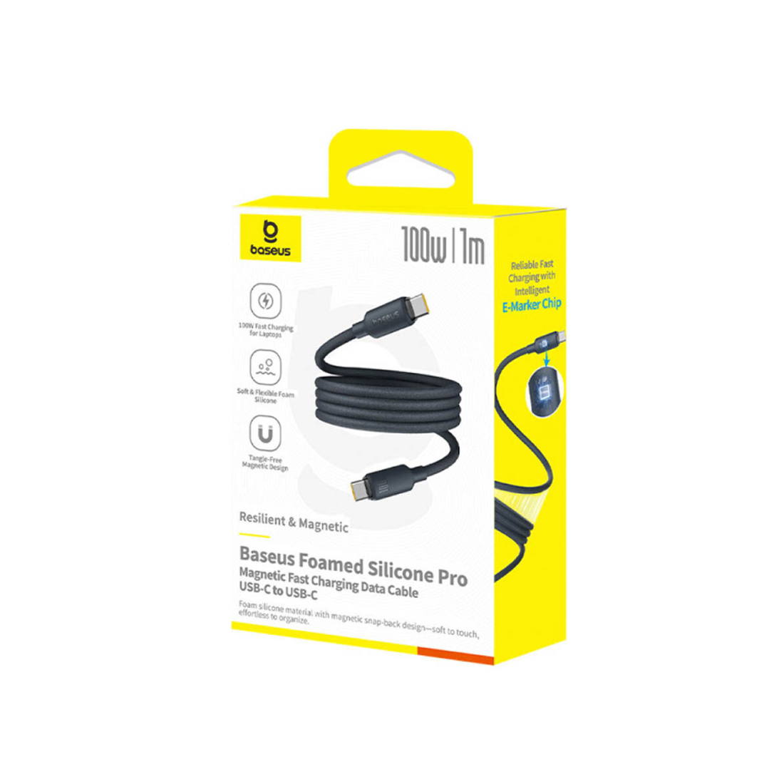 Интерфейсный кабель Baseus Foamed Silicone Pro Magnetic USB-C to USB-C 100W Black 1m (E0426D00)