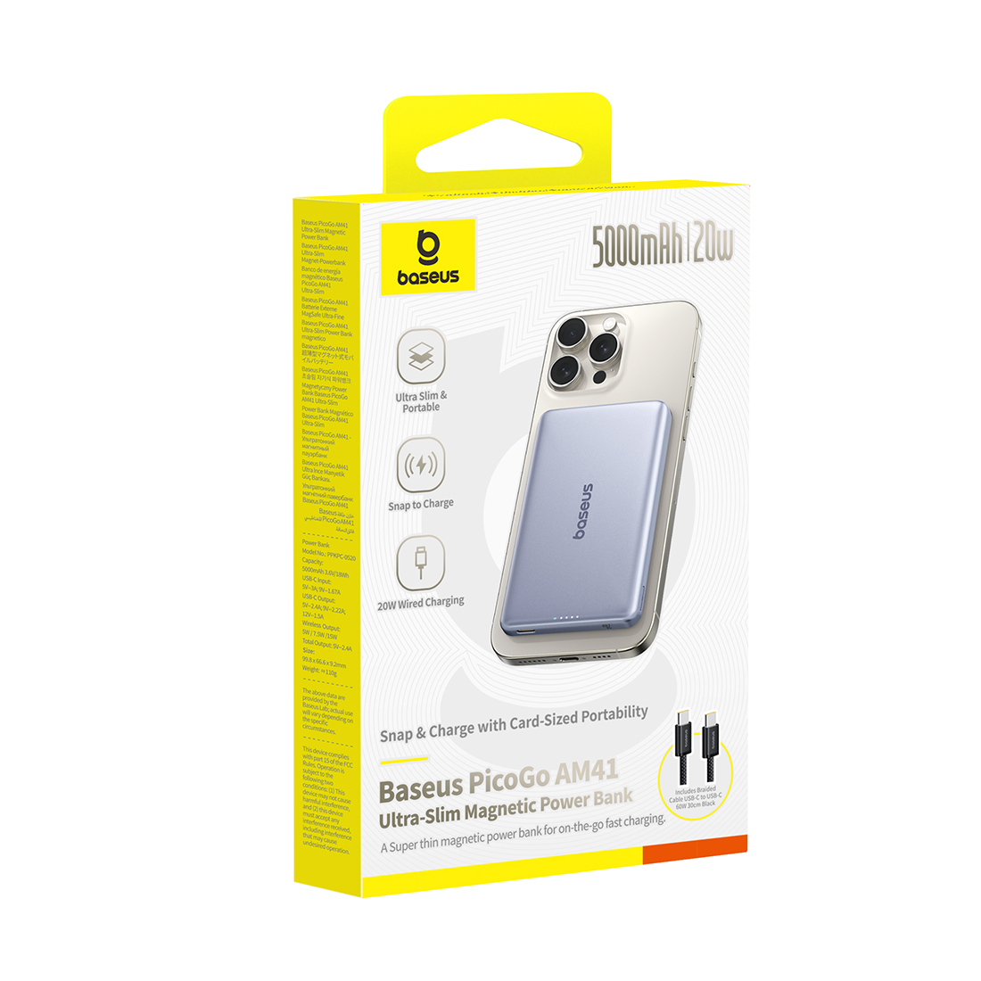 Портативный внешний аккумулятор Baseus PicoGo AM41 Ultra-Slim 5000mAh 20W Titanium (P1007680C853-00)